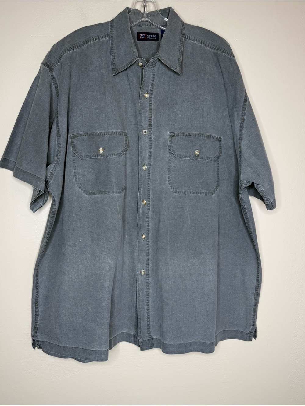Faded Glory Washed Gray Short-Sleeve Button-Down Shirt Size XL